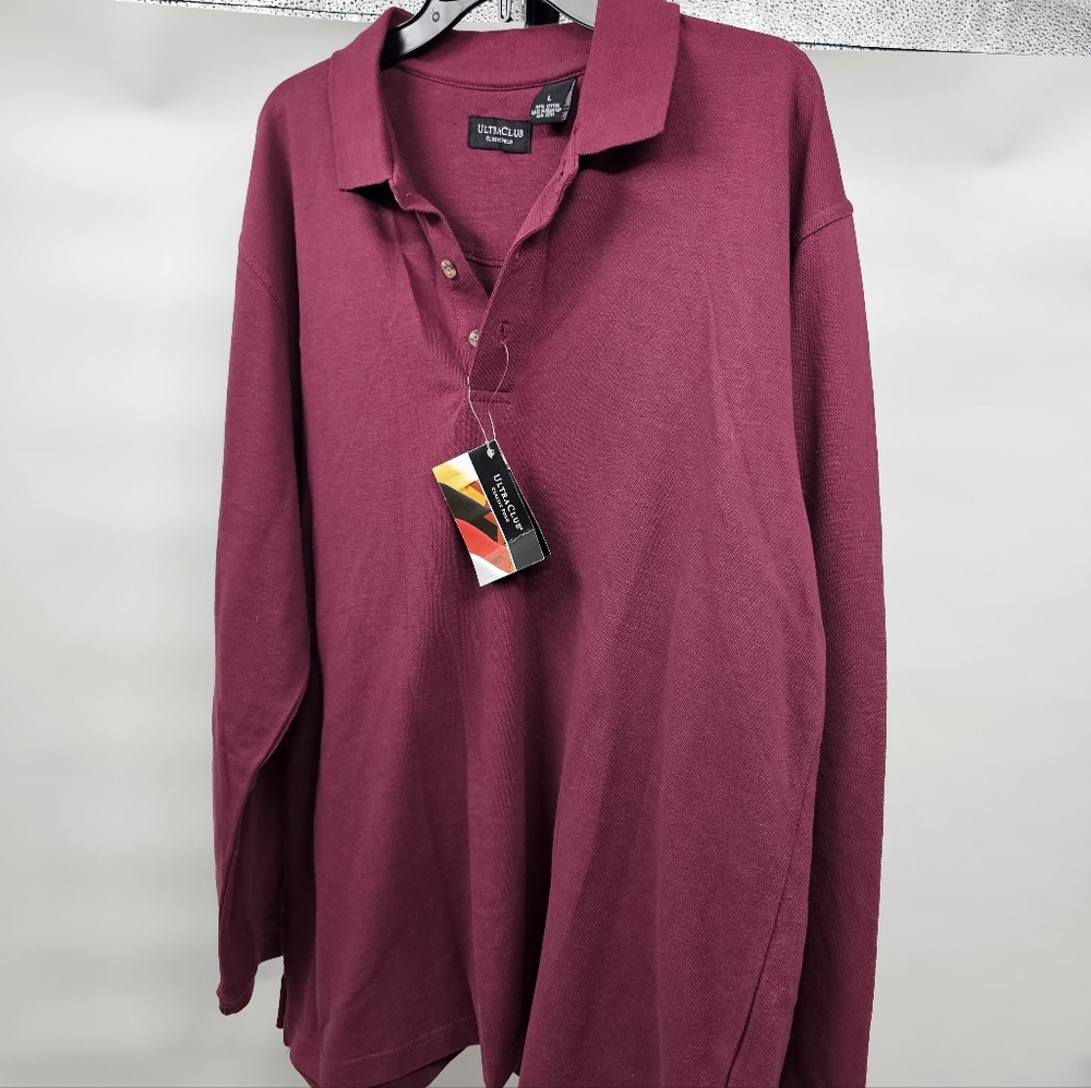 Vtg Men's Long Sleeve Polo Shirt NEW